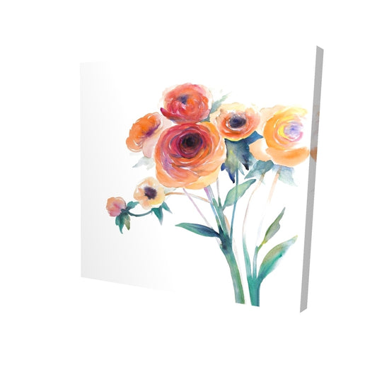 Watercolor flowers - 32x32 Print on canvas