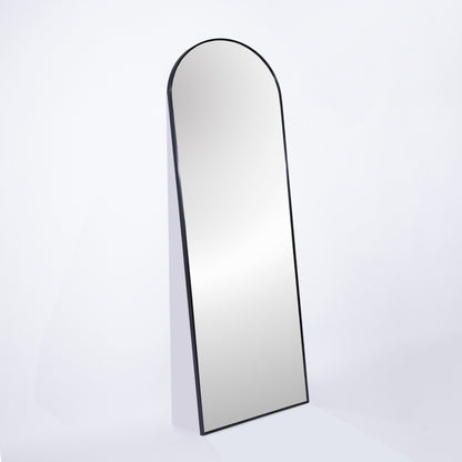 Full Length Wall Mirror - 65” x 22” Arched Free Standing Body Mirror , Black Metal Framed Large Floor Mirror for Bedroom, Modern  Stand Up / Leaning Mirror