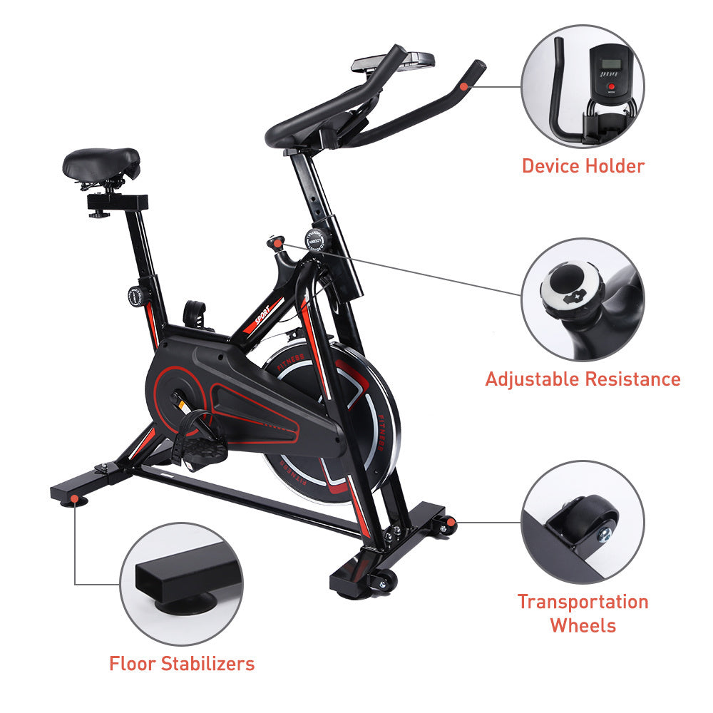 YSSOA Indoor Cycling Bike, Stationary Exercise Bike with iPad Mount and Comfortable Seat Cushion, Silent Belt Drive, Spinning Bikes with Resistance for Home Gym Cardio Fitness Training