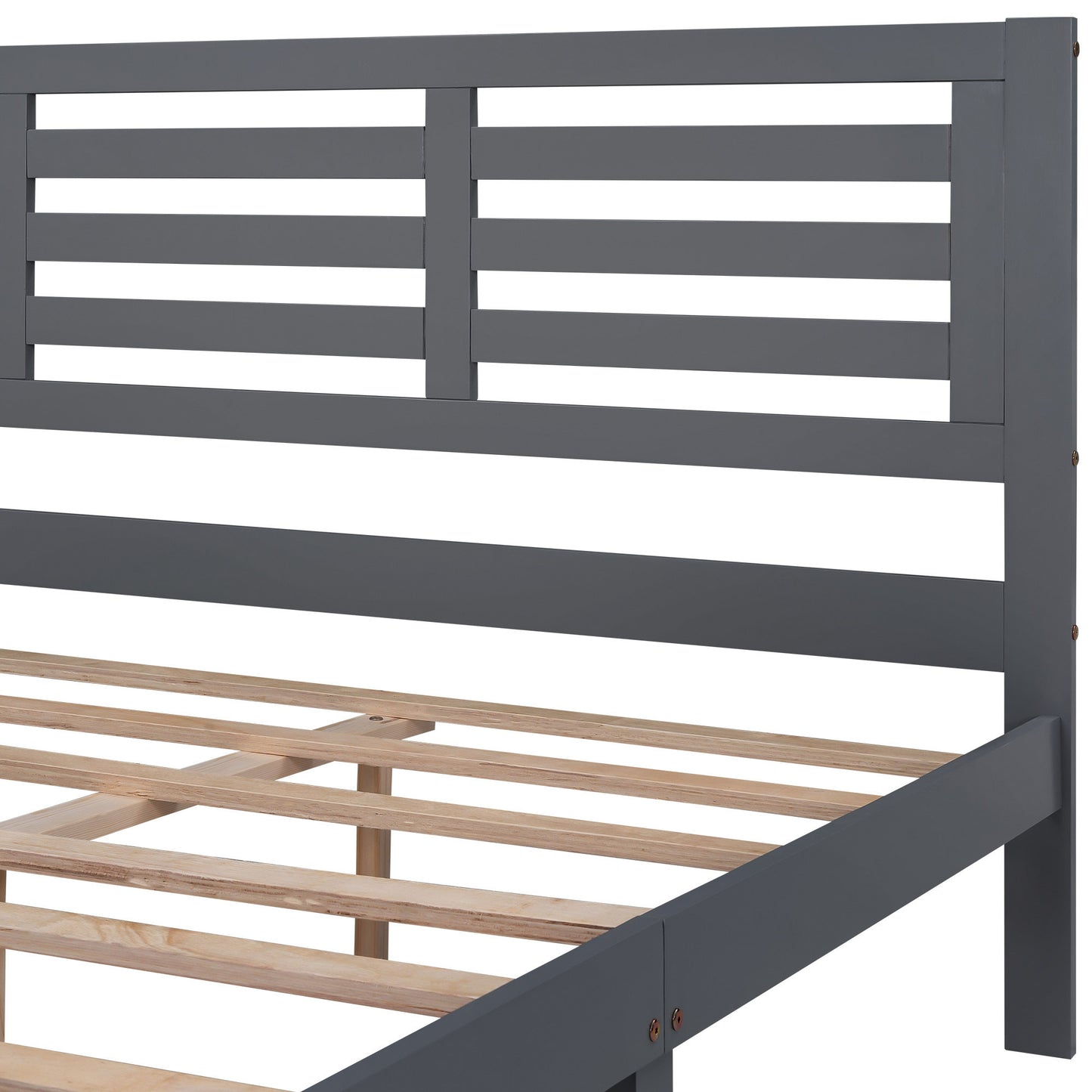 Full Size Platform Bed with Drawers, Gray