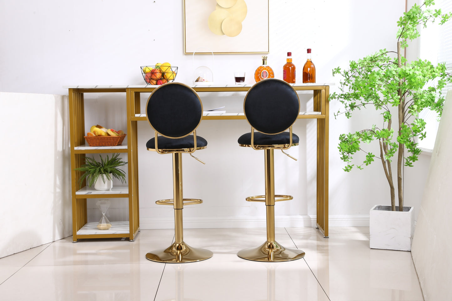 Bar Stools with Back and Footrest Counter Height Dining Chairs  2pcs/ctn