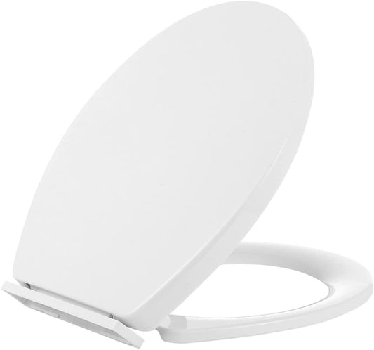 Miibox Removable Round Bowl White Toilet Seat, with Nonslip Grip-Tight Never Loosen Bumpers Prevent Shifting, No Slamming Slow and Quiet-Close Seat Cover, Quick Release Hinges for Easy Cleaning