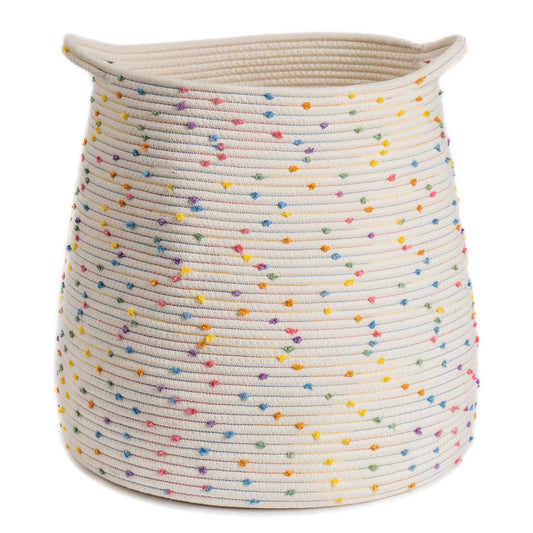 Colorful Original Cotton Rope Storage Basket,  Laundry Basket for Bedroom, Bathroom and Living room (1P)