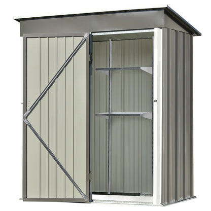 TOPMAX Patio 5ft Wx3ft. L Garden Shed, Metal Lean-to Storage Shed with Adjustable Shelf and Lockable Door, Tool Cabinet for Backyard, Lawn, Garden, Gray