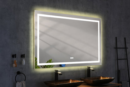 72*36 LED Lighted Bathroom Wall Mounted Mirror with High Lumen+Anti-Fog Separately Control+Dimmer Function