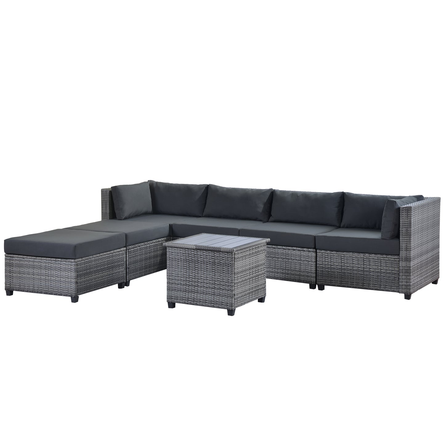 U_Style 7 Piece Rattan Sectional Seating Group with Cushions, Outdoor Ratten Sofa NEW!