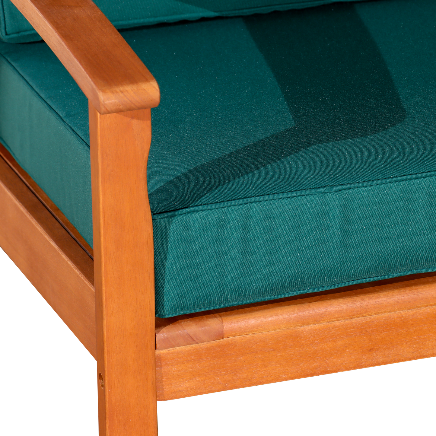 Deep Seat Eucalyptus Chair, Natural Oil Finish, Dark Green Cushions