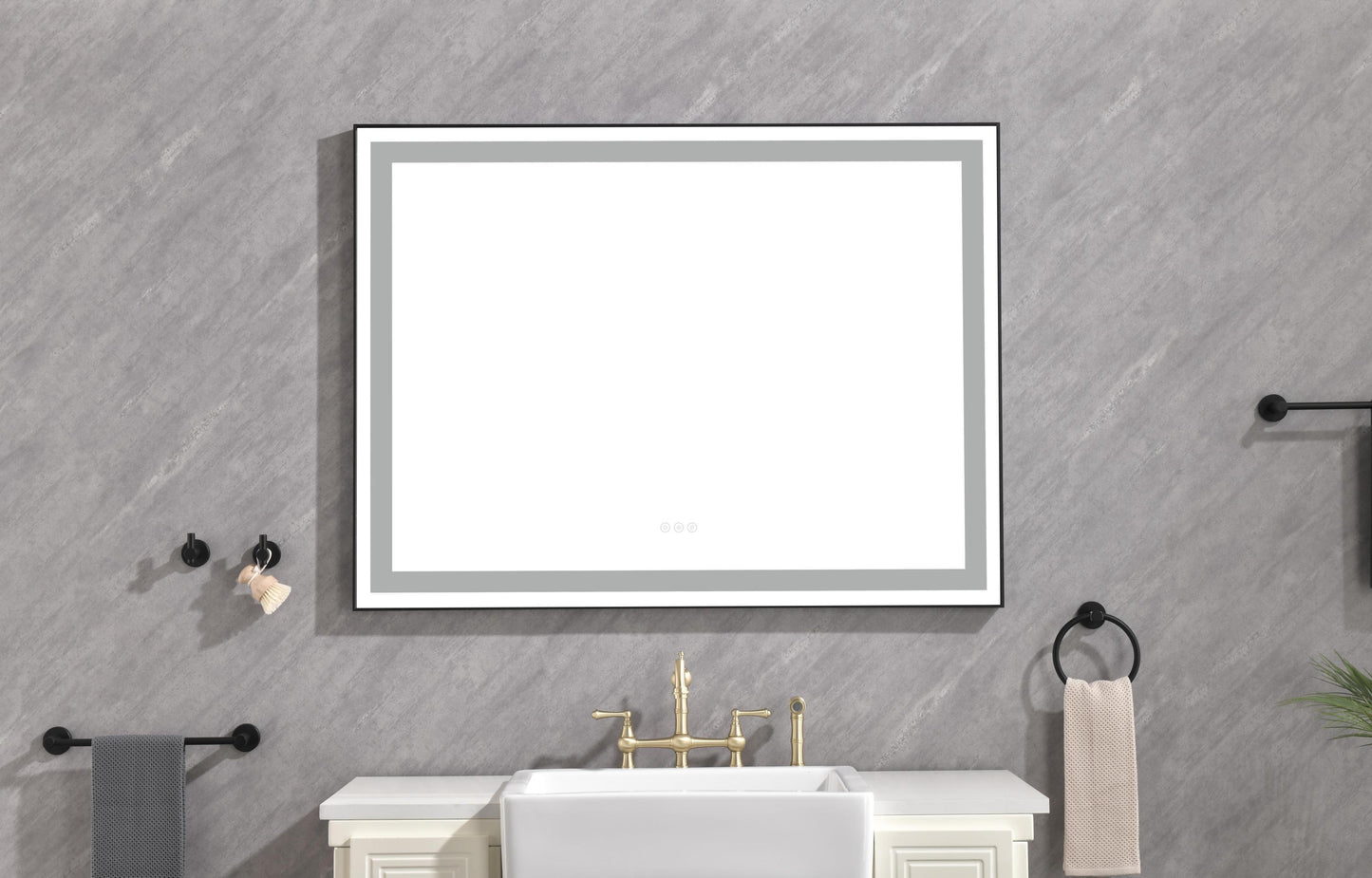 LED Lighted Bathroom Wall Mounted Mirror with High Lumen+Anti-Fog Separately Control