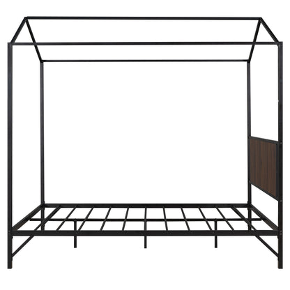 Full Size Metal House Shape Platform Bed,Black