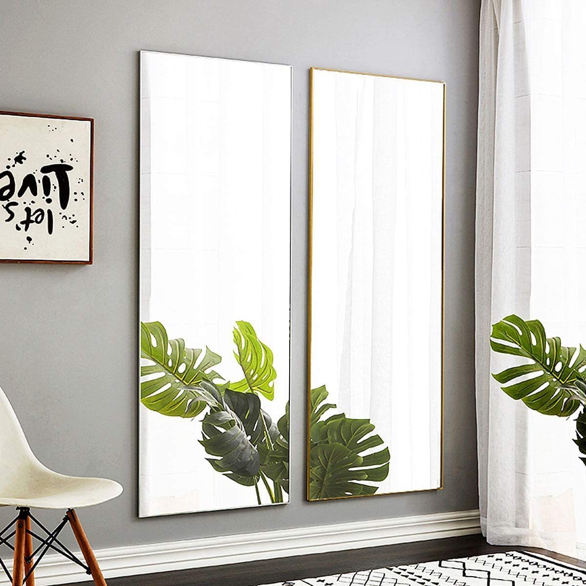 Full Length Mirror Standing Silver 65’’x22’’ for Bedroom with Aluminum Frame, Large Full Body Floor Mirror Wall Hanging or Leaning Modern Decor for Dressing, Living Room, Entryway or Dorm