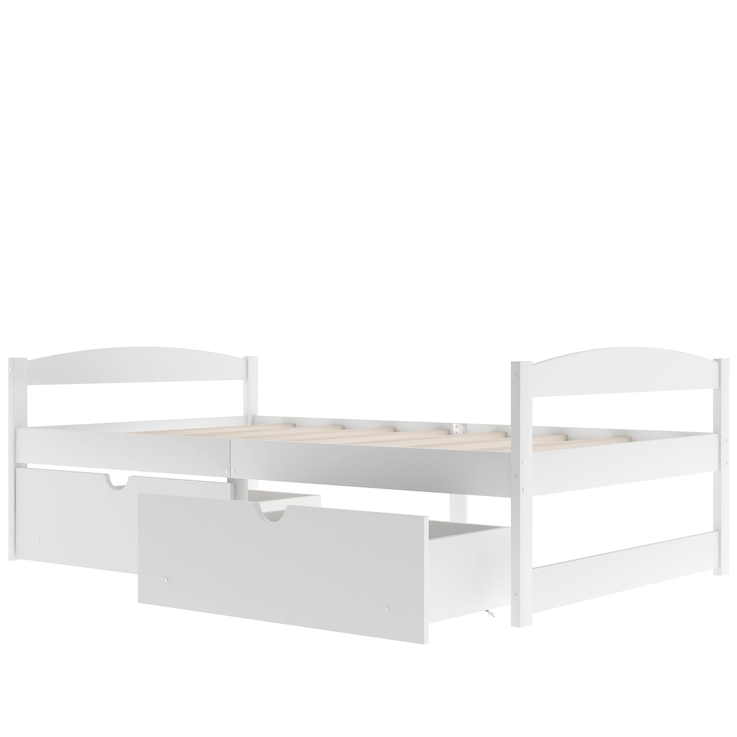 Twin size platform bed, with two drawers, white（New）