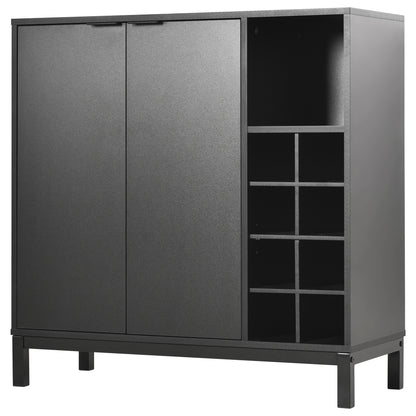 K&K Sideboards and Buffets With Storage Coffee Bar Cabinet Wine Racks Storage Server Dining Room Console 34 Inch（Black）