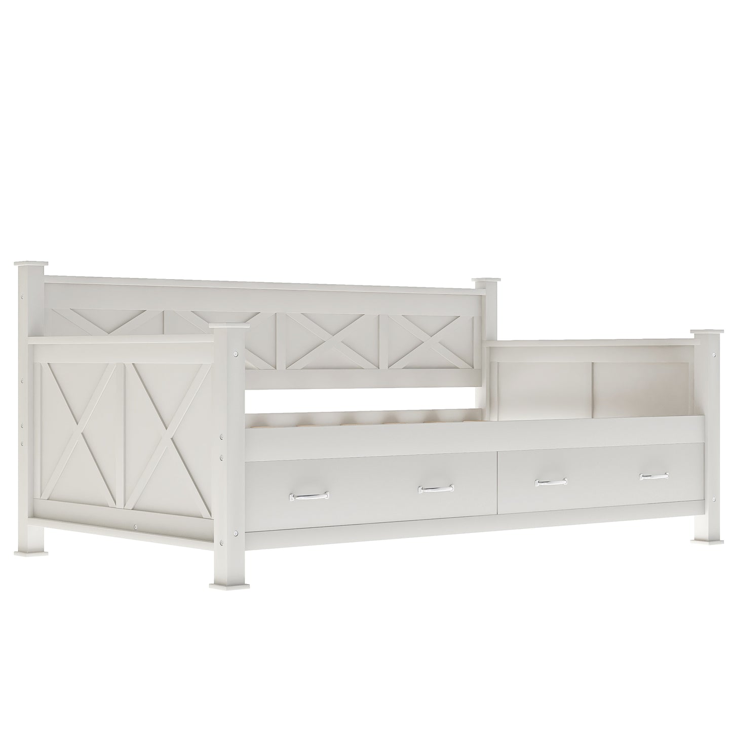 Twin  Size Wooden Modern and Rustic Casual Style Daybed, Cream White(New)