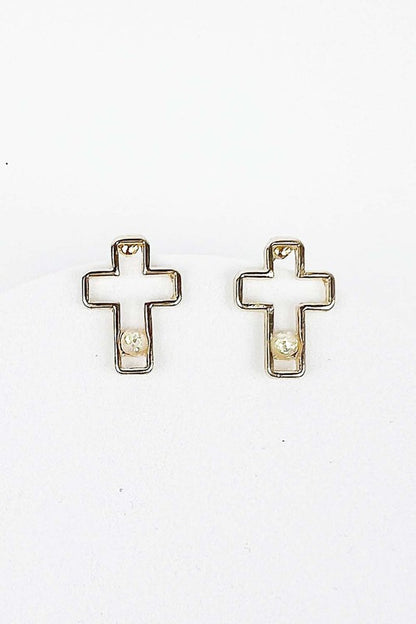 CROSS OPAL STONE POST EARRINGS