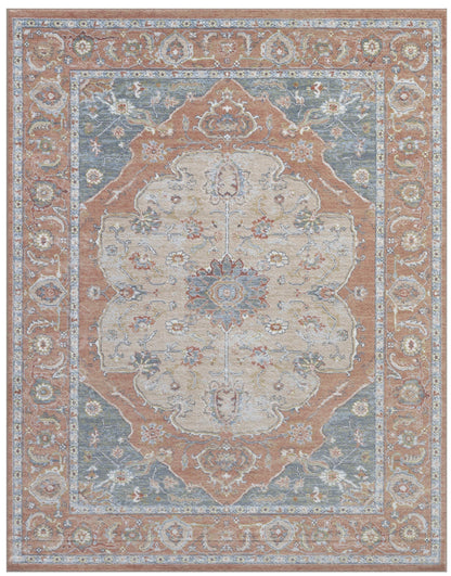 Damara Beige, Rust, Multi-color Viscose Area Rug 8x10