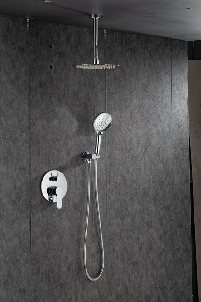 Black Shower System, Ceiling Rainfall Shower Faucet Sets Complete of High Pressure, Rain Shower Head with Handheld, Bathroom 10\\\'\\\' Shower Combo with Rough-in Valve Included