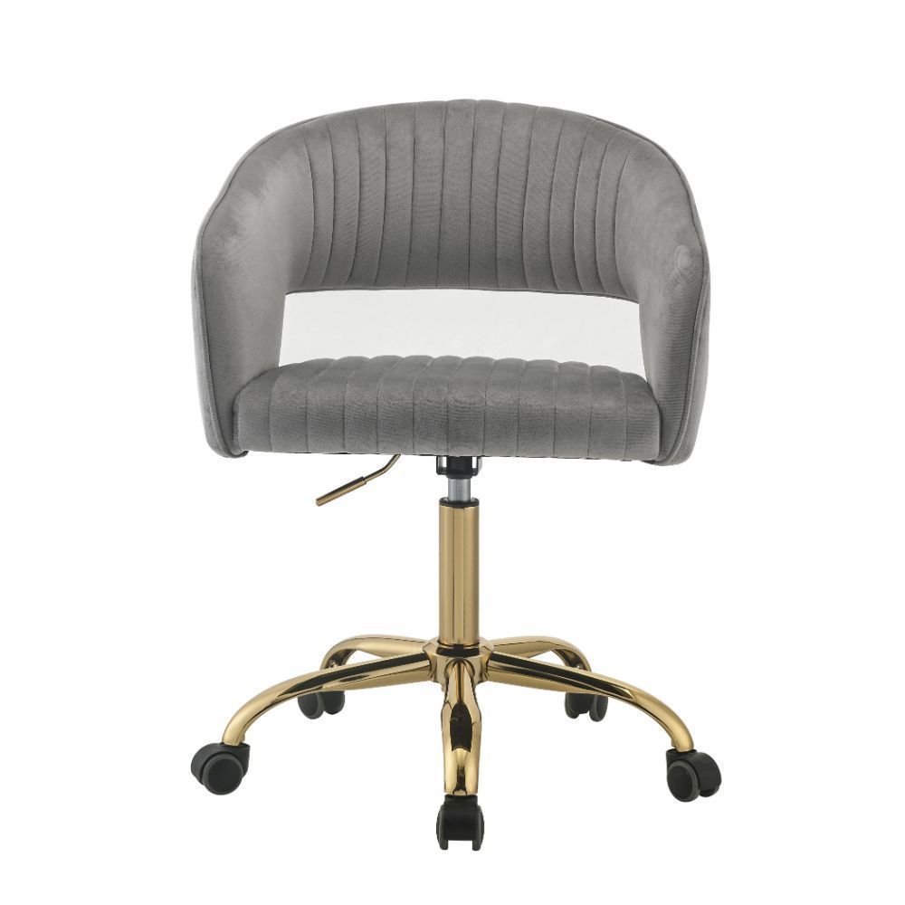 ACME Hopi Office Chair, Gray Velvet & Gold 92940