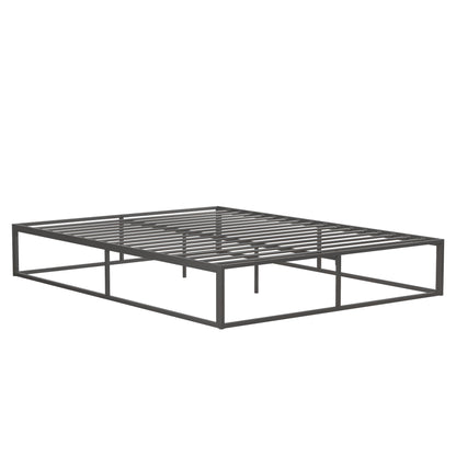 Metal Bed, Platform Bed Frame, Box Spring, Strong Metal Structure,  Easy Assembly, Full  Size, GREY