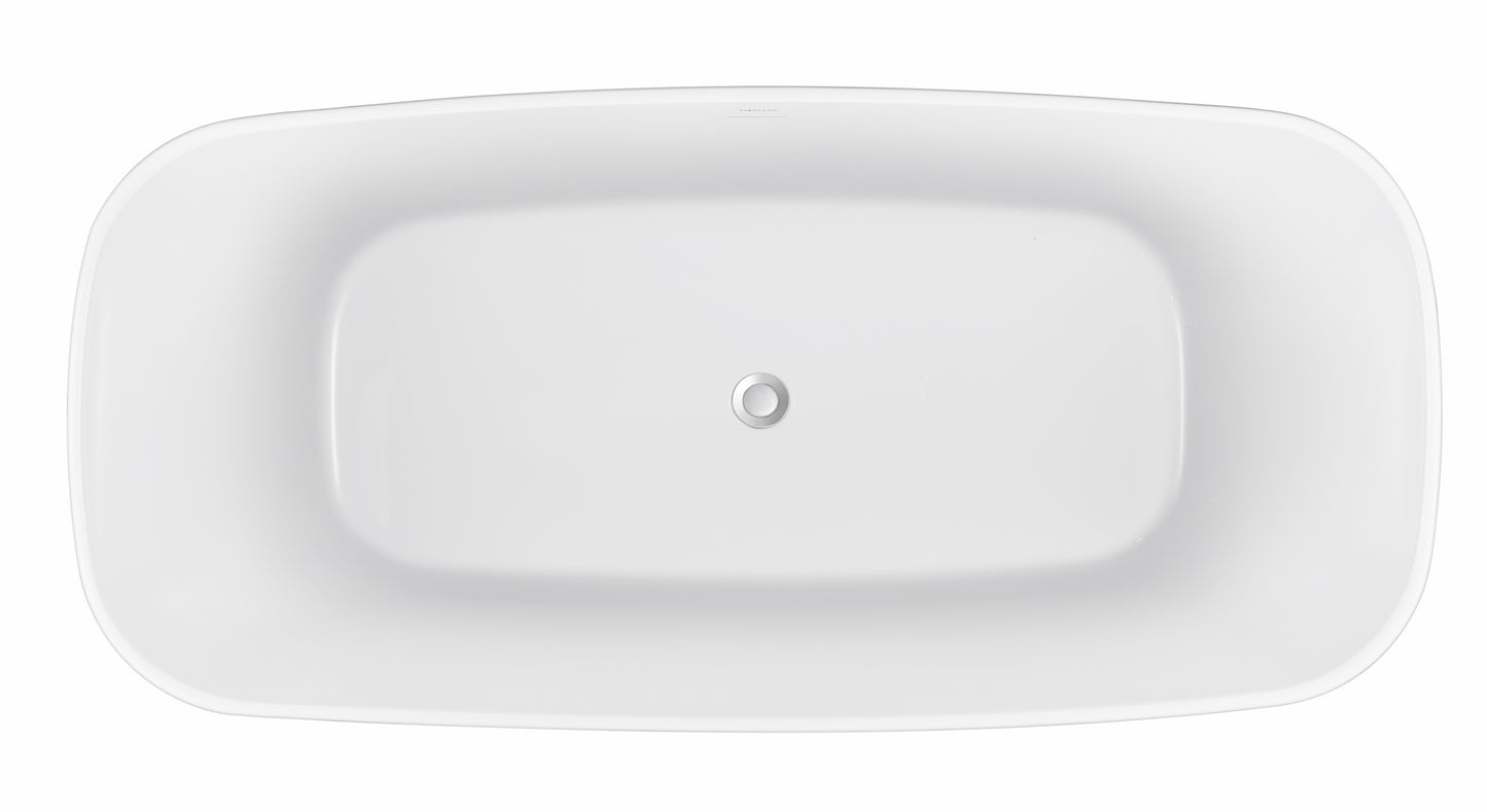 59" 100% Acrylic Freestanding Bathtub，Contemporary Soaking Tub，white bathtub