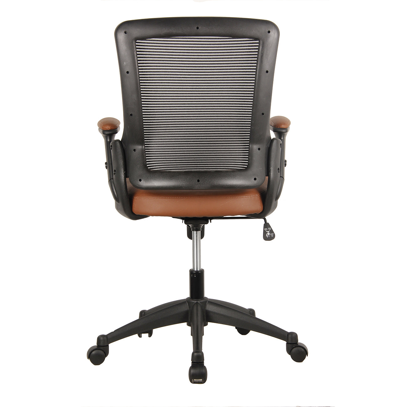 Techni Mobili Mid-Back Mesh Task Office Chair with Height Adjustable Arms, Brown