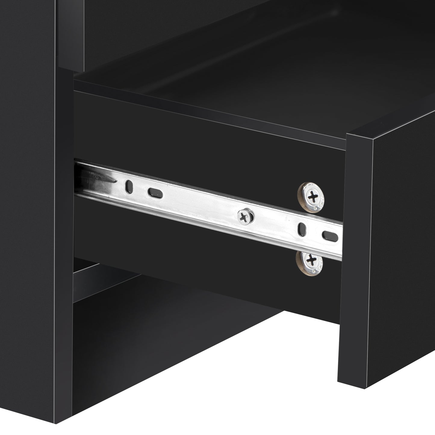 Nightstand with 2 Drawers,USB Charging Ports, Wireless Charging and Remote Control LED Light-Black