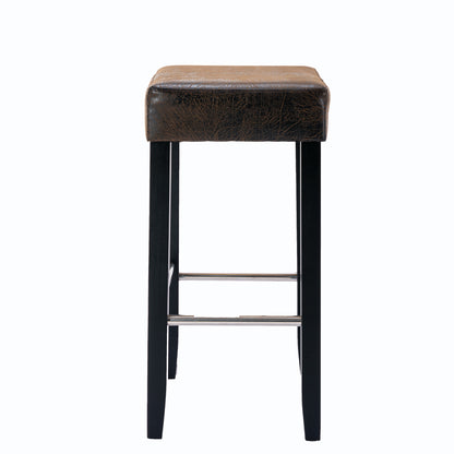 HengMing Barstool in Brown Fabric and Black Wood Finish,2-Pcs Set