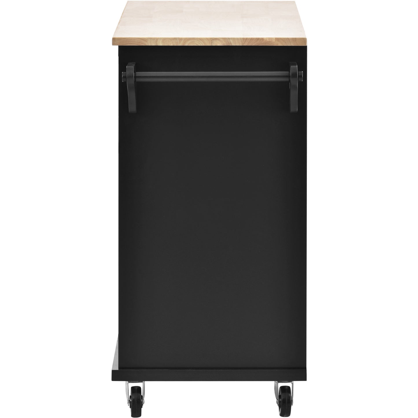 K&K Kitchen Island Cart with Storage Cabinet and Two Locking Wheels,Solid wood desktop,Microwave cabinet,Floor Standing Buffet Server Sideboard for Kitchen Room,Dining Room,, Bathroom（Black）