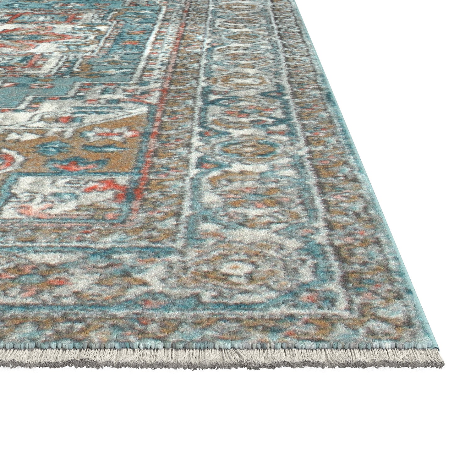 Laguna Highland Blue/Natural/Coral/Ivory Area Rug 4x6