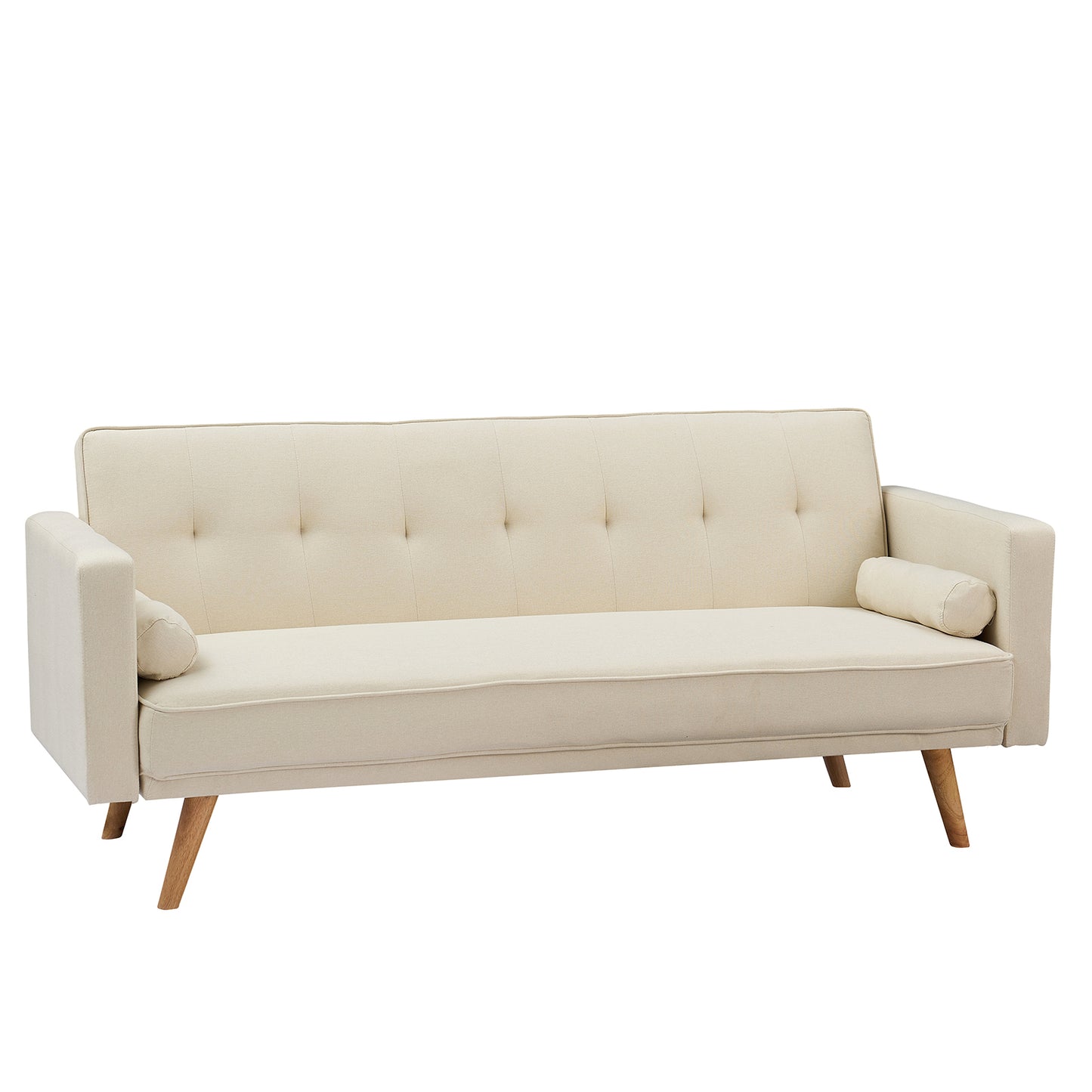 Beige Double Corner Folding Sofa Bed, Two Throw Pillows