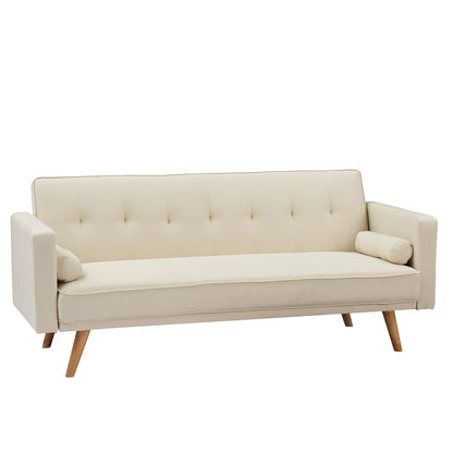 Beige Double Corner Folding Sofa Bed, Two Throw Pillows