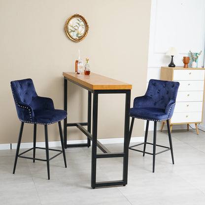 Modern style bar chair with armrests and footrests, riveted design is more fashionable（set of 2）