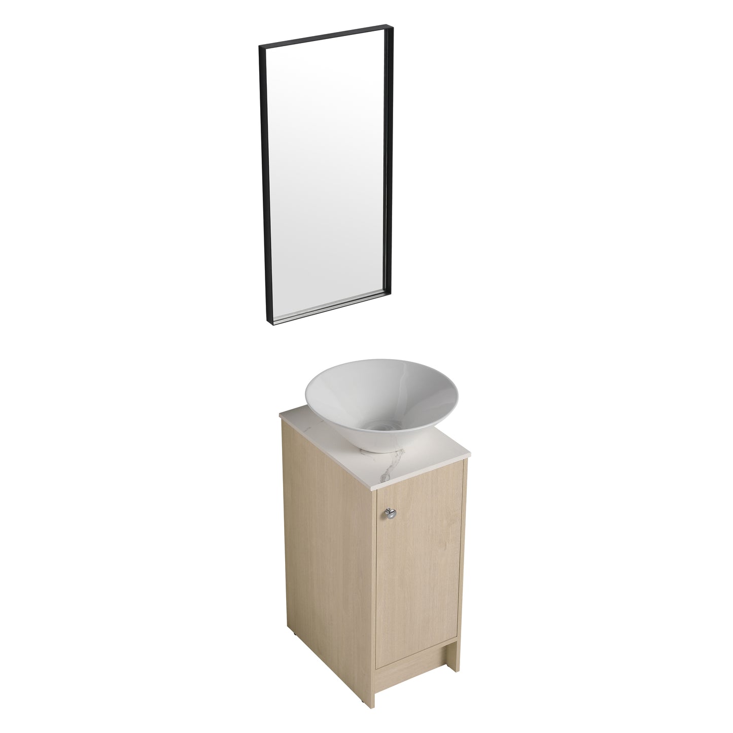 13" Bathroom Vanity with Sink, Freestanding Bathroom Vanity with Soft Close Door and Shelf（Top：BAB217MOWH）