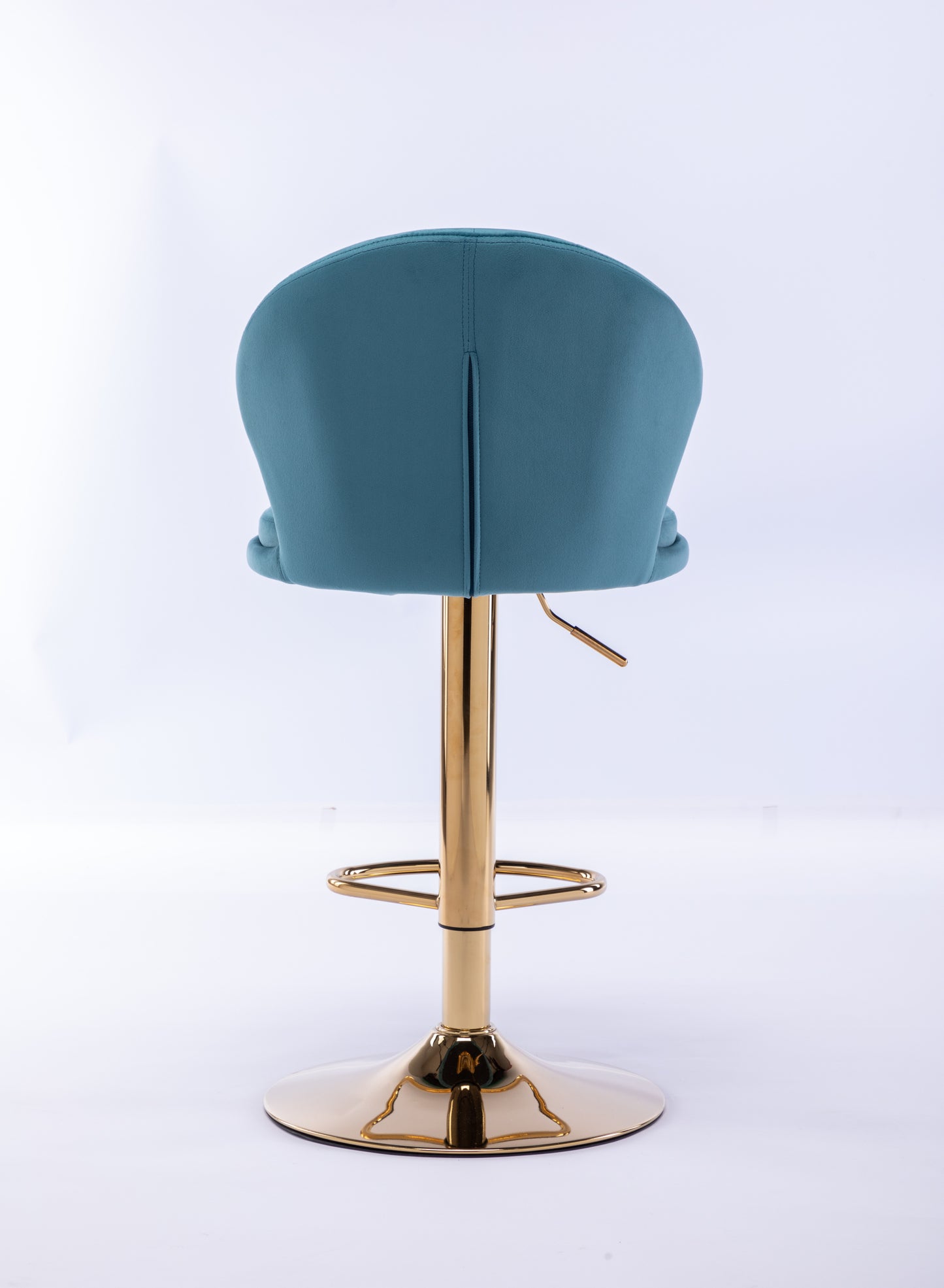 Set of 2  Bar Stools,with Chrome Footrest and Base Swivel Height Adjustable Mechanical Lifting Velvet + Golden Leg Simple Bar Stool-Baby Blue