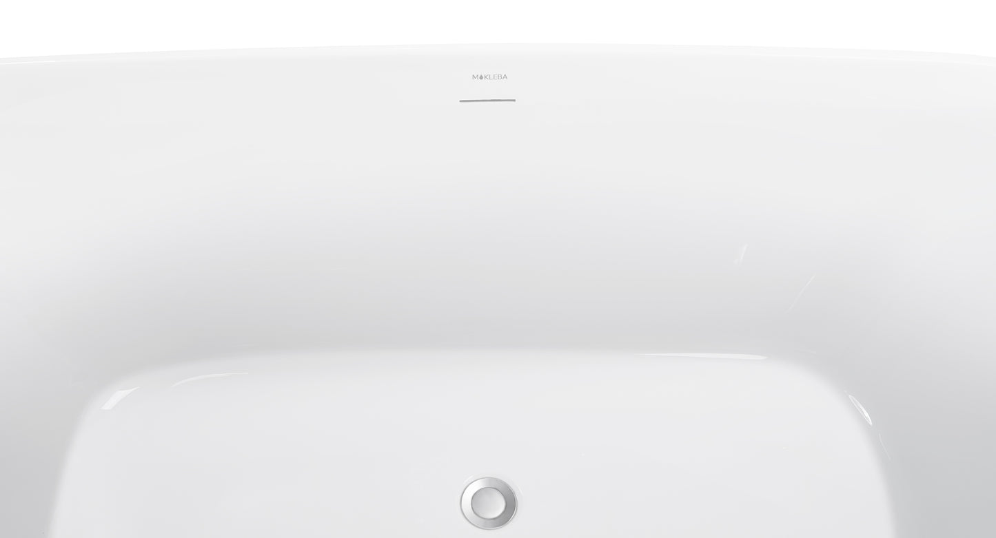 59" 100% Acrylic Freestanding Bathtub，Contemporary Soaking Tub，white bathtub