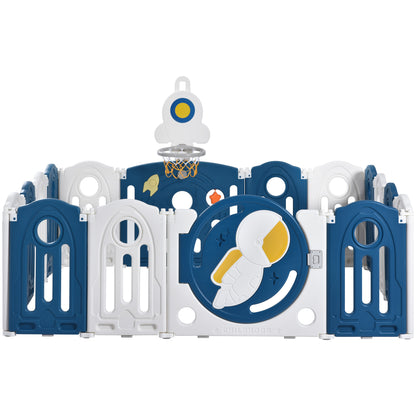 Baby Playpen for Toddler, Astronaut Theme Kids Activity Center with Freestanding Swing and Slide Playset, Large Play Yard Home Indoor & Outdoor Safety Gates Foldable Play Pens with Game&Swing&Slide