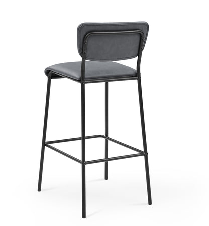 Pu Faux Leather Bar Stools Set of 2, Pub Barstools with Back and Footrest, Grey (18.25"x20“x38.5”）