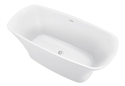 67" 100% Acrylic Freestanding Bathtub，Contemporary Soaking Tub，white Bathtub