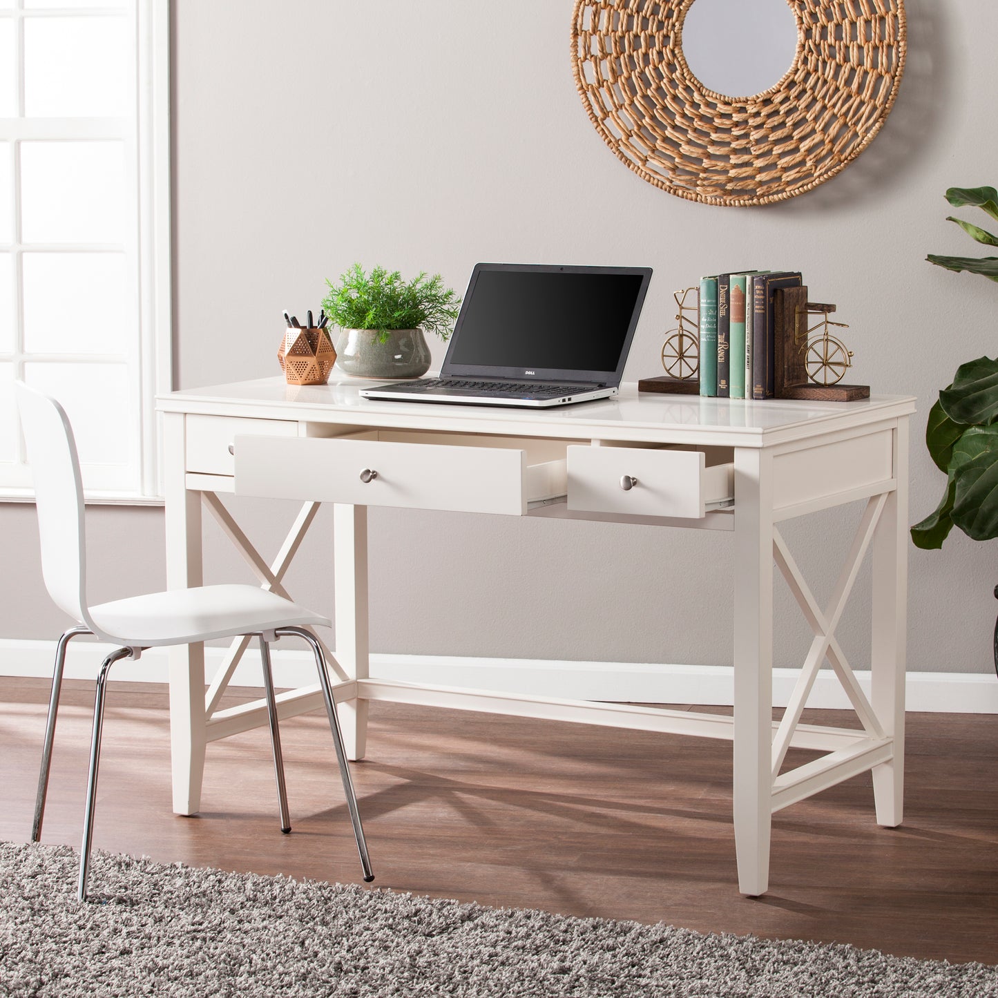 Larksmill Writing Desk - Modern Farmhouse Style - White