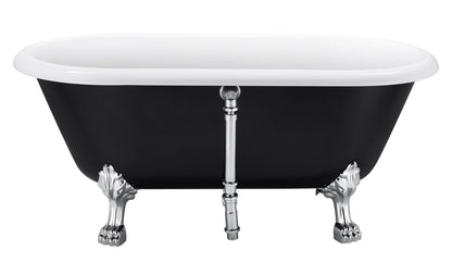 59" 100% Acrylic Freestanding Bathtub，Contemporary Soaking Tub，white inside black outside