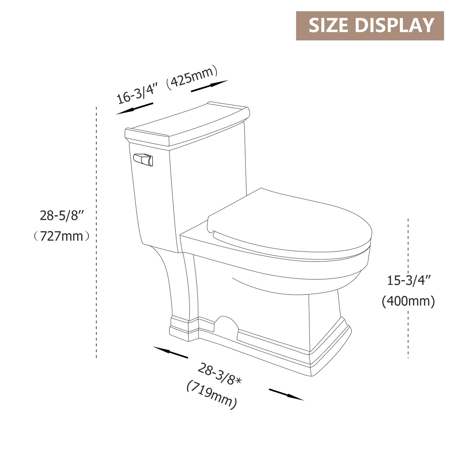 One Piece Toilet - Lordear Elongated Tall Comfort Height Single Flush White Ceramic Bathroom Toilet with Soft Clsoing Seat, Skirted Concealed Trapway, 12" Rough In, Wax Ring Included