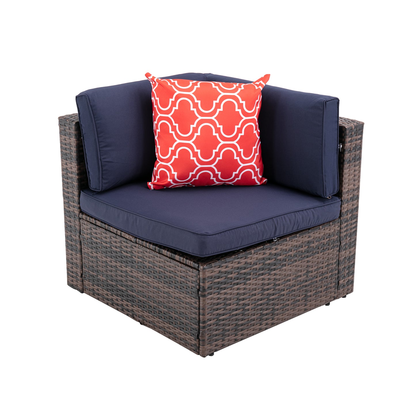 7Pcs Outdoor Garden Patio Furniture  PE Rattan Wicker  Sectional Cushioned Sofa Sets with 2 Pillows and Coffee Table