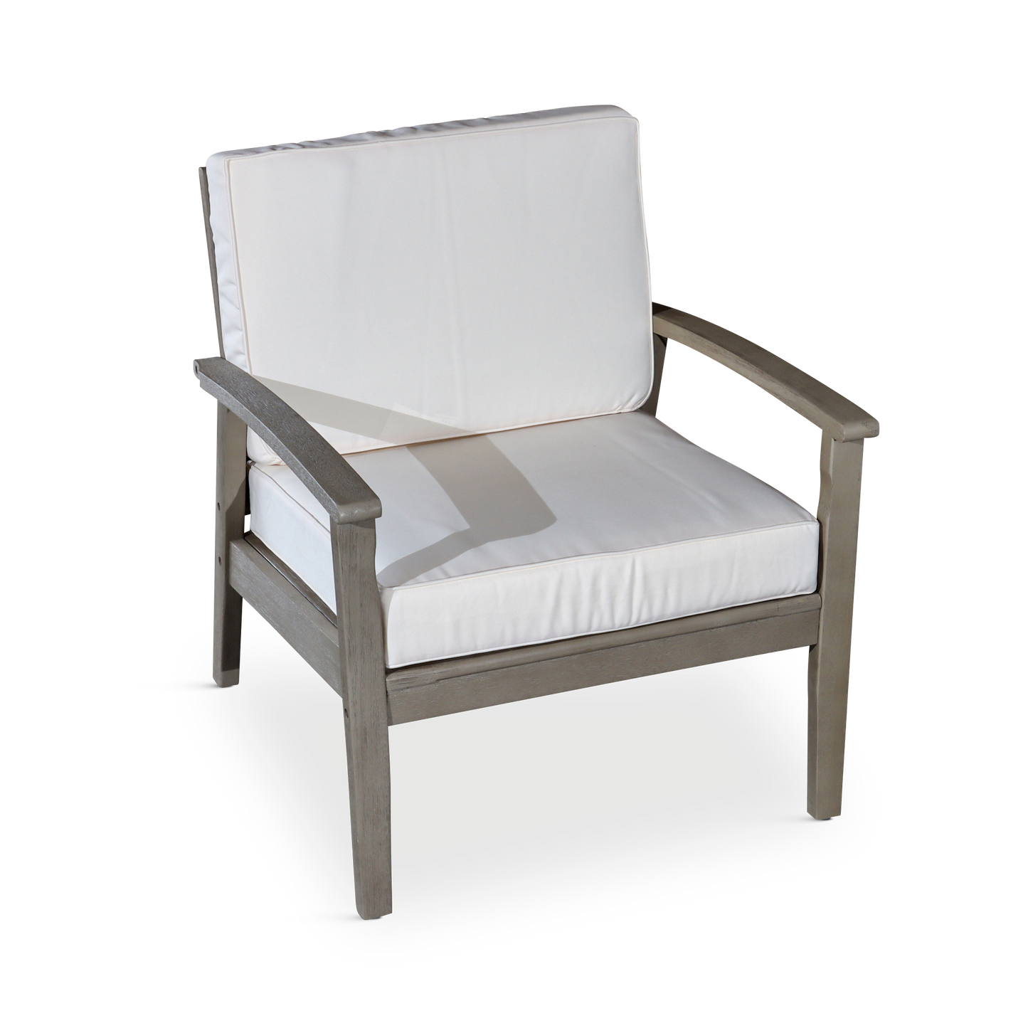 Deep Seat Eucalyptus Chair, Driftwood Gray Finish, Cream Cushions