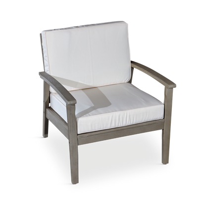 Deep Seat Eucalyptus Chair, Driftwood Gray Finish, Cream Cushions