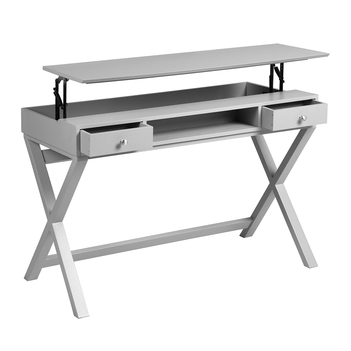 Lift Desk with 2 Drawer Storage, Computer Desk with Lift Table Top, Adjustable Height Table for Home Office, Living Room,grey