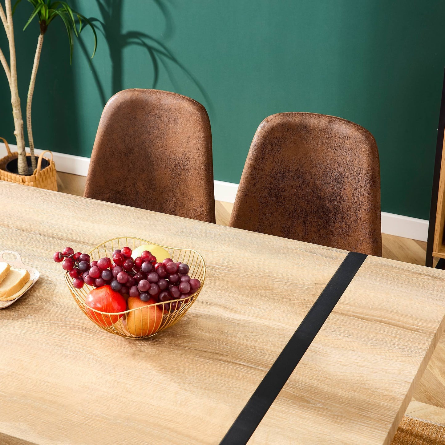 Rustic Industrial Rectangular Wood Dining Table For 4-6 Person,  With 1.5" Thick Engineered Wood Tabletop and Black Metal Legs, Writing Desk For Kitchen Dining Living Room, 55.1" W x 31.4" D x 29.9" H