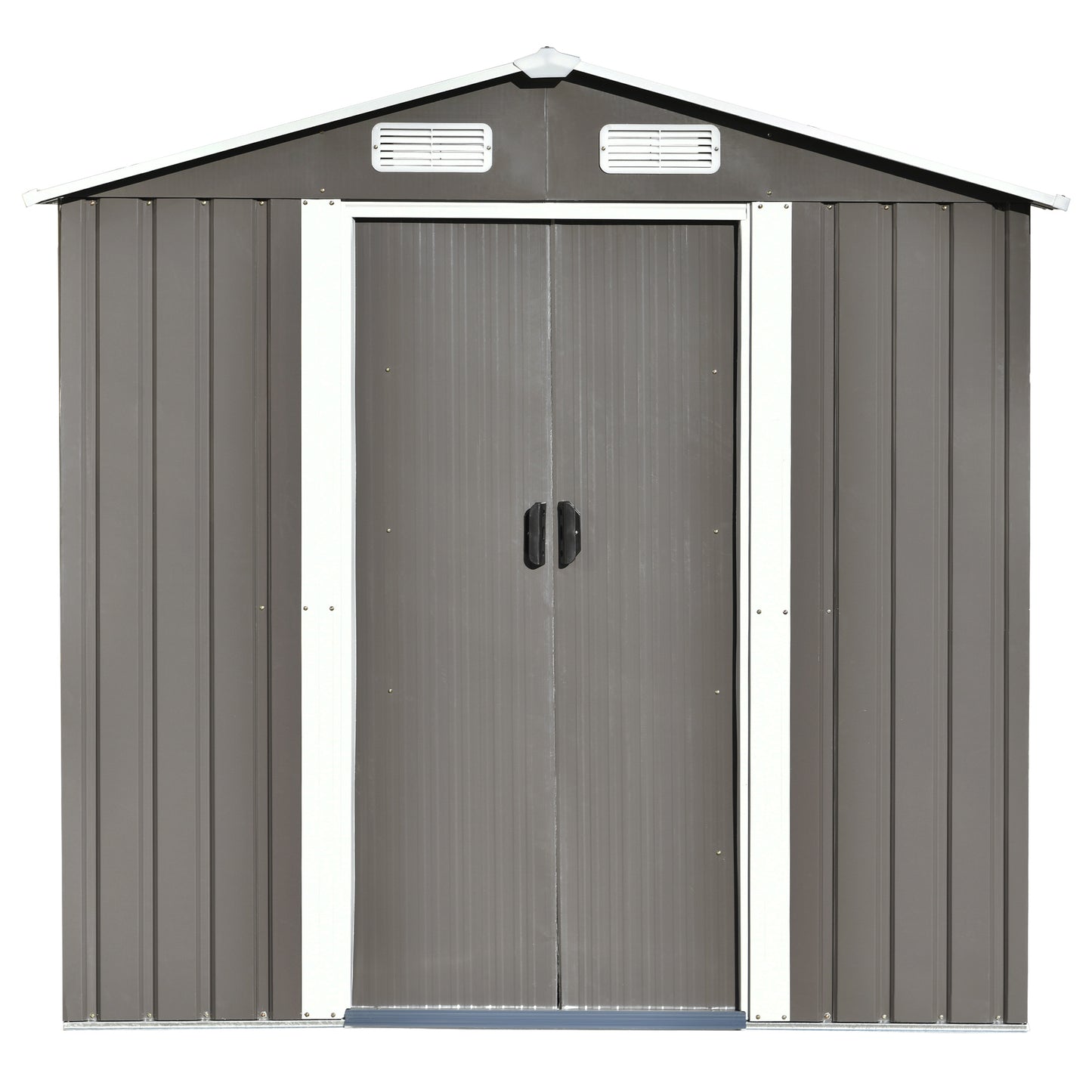 TOPMAX Patio 6ft x4ft Bike Shed Garden Shed, Metal Storage Shed with Lockable Door, Tool Cabinet with Vents and Foundation for Backyard, Lawn, Garden, Gray