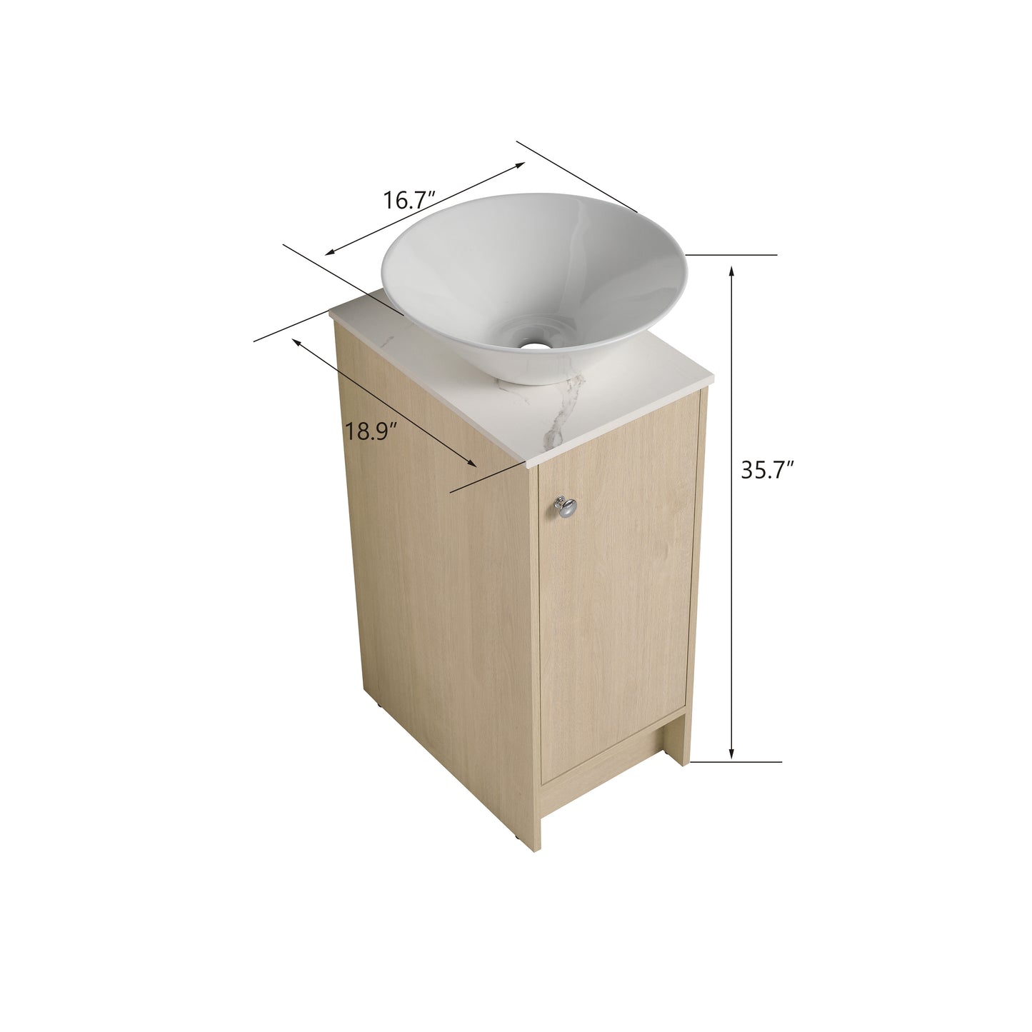 13" Bathroom Vanity with Sink, Freestanding Bathroom Vanity with Soft Close Door and Shelf（Top：BAB217MOWH）