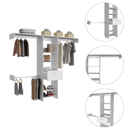 Calveston 1-Drawer 4-Shelf Closet System White