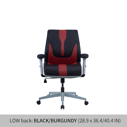 Office Desk Chair, Air Cushion Low Back Ergonomic Managerial Executive Chairs, Headrest and Lumbar Support Desk Chairs with Wheels and Armrest, Black/Burgundy