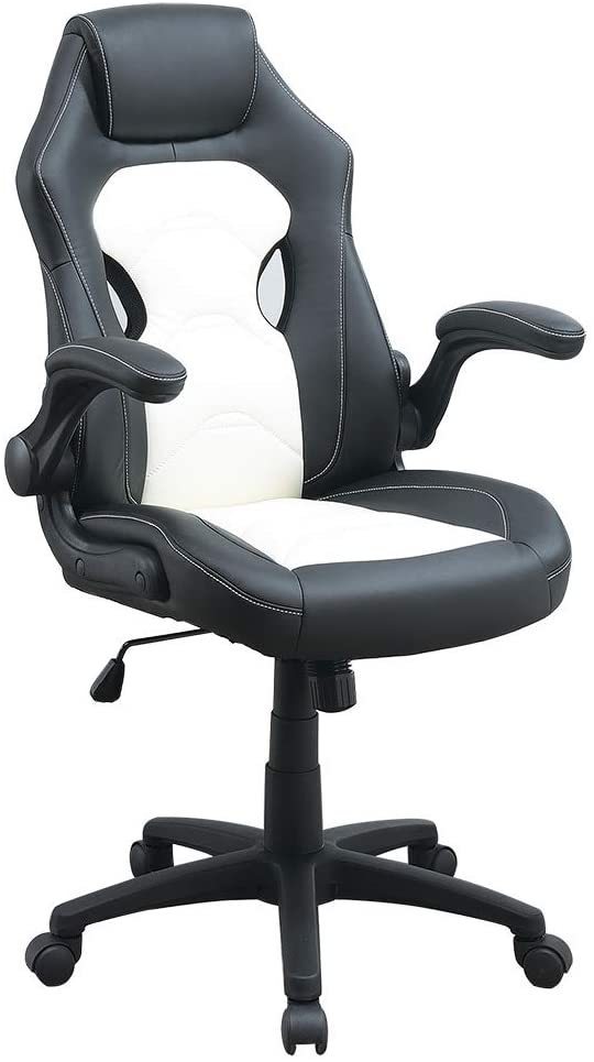 Office Chair Upholstered 1pc Comfort Chair Relax Gaming Office Chair Work Black And White Color